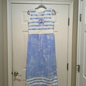 Blue and White Striped Kids Dress